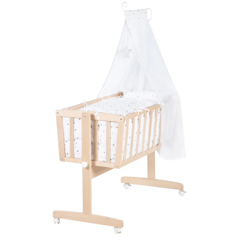 Complete Cradle Set 'Star Magic Grey' 40x90 cm - Bio Beech Sin procesar - Including Equipment