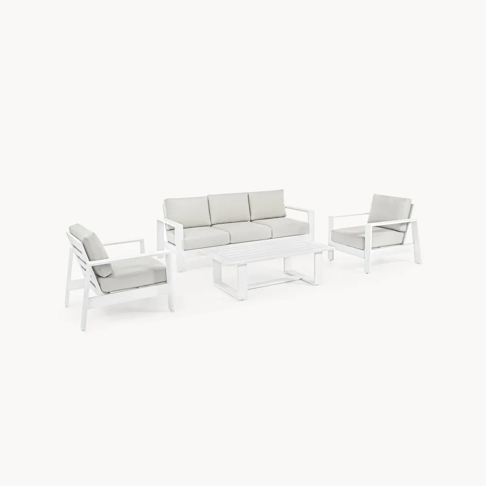 Conjunto de jardín Bizzotto BALTIC de aluminio blanco/gris nítido