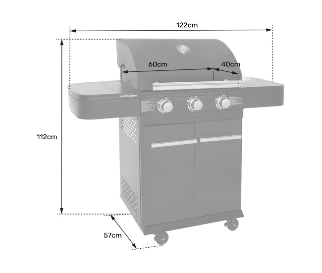 Cook' Garden - Barbacoa de gas FYRA con termómetro - 3 quemadores