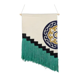 Decoración de pared de algodón beige/negro/verde 56 x 80 cm NOWSHERA