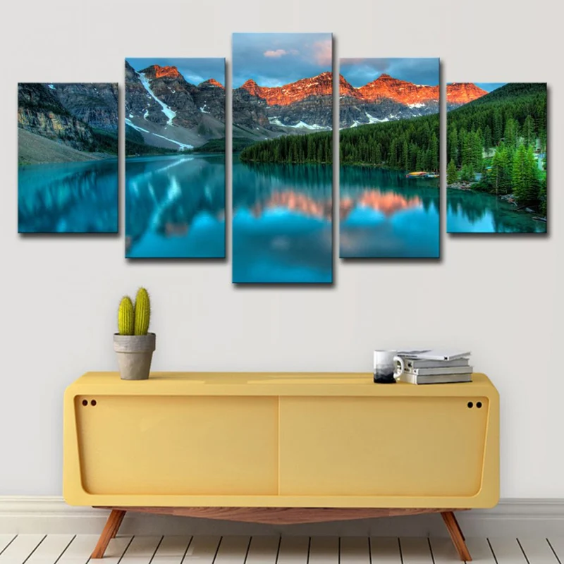 Decorazione da parete con paesaggio naturale, stampa su tela statica moderna del Parco Nazionale di Banff blu