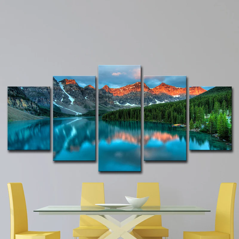 Decorazione da parete con paesaggio naturale, stampa su tela statica moderna del Parco Nazionale di Banff blu