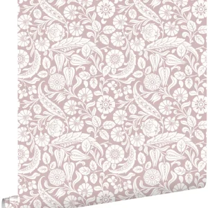Estahome papel pintado diseño floral morado nítido - 50 x 900 cm - 139331