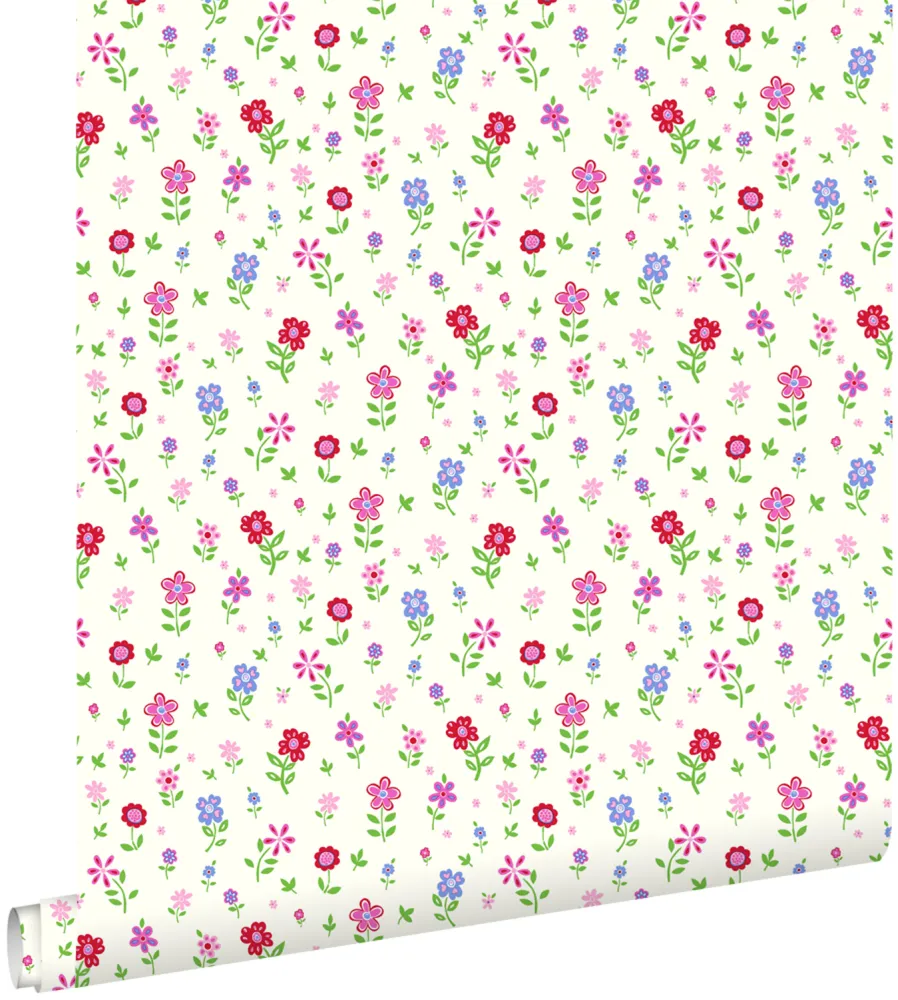 Estahome papel pintado flores poli color - 53 cm x 10,05 m - 137319