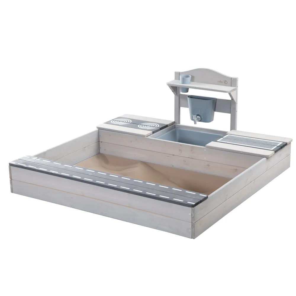 FSC-Certified Sandbox Play Kitchen - Unicolor Wood Gray Lasered