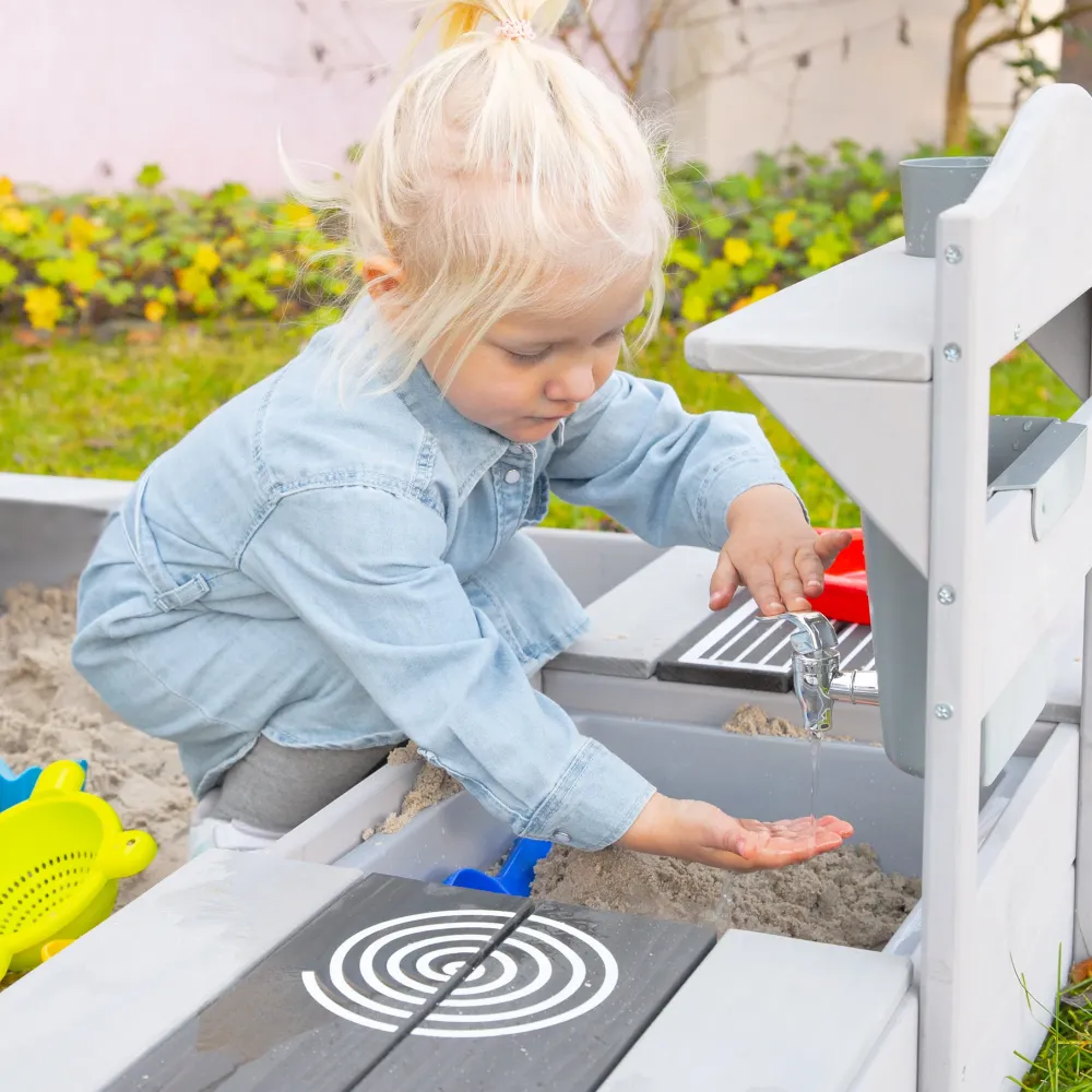 FSC-Certified Sandbox Play Kitchen - Unicolor Wood Gray Lasered