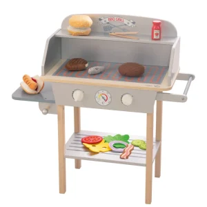 Griglia barbecue legno, con accessori tessuto da 14 pezzi, barbecue giocattolo, da 3 anni
