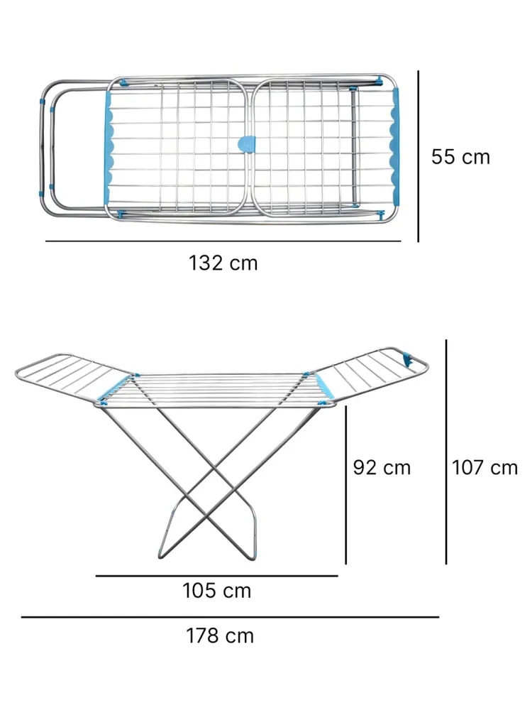 Jardin202 - tendedero metálico plegable con alas | superficie 19 m | inclu