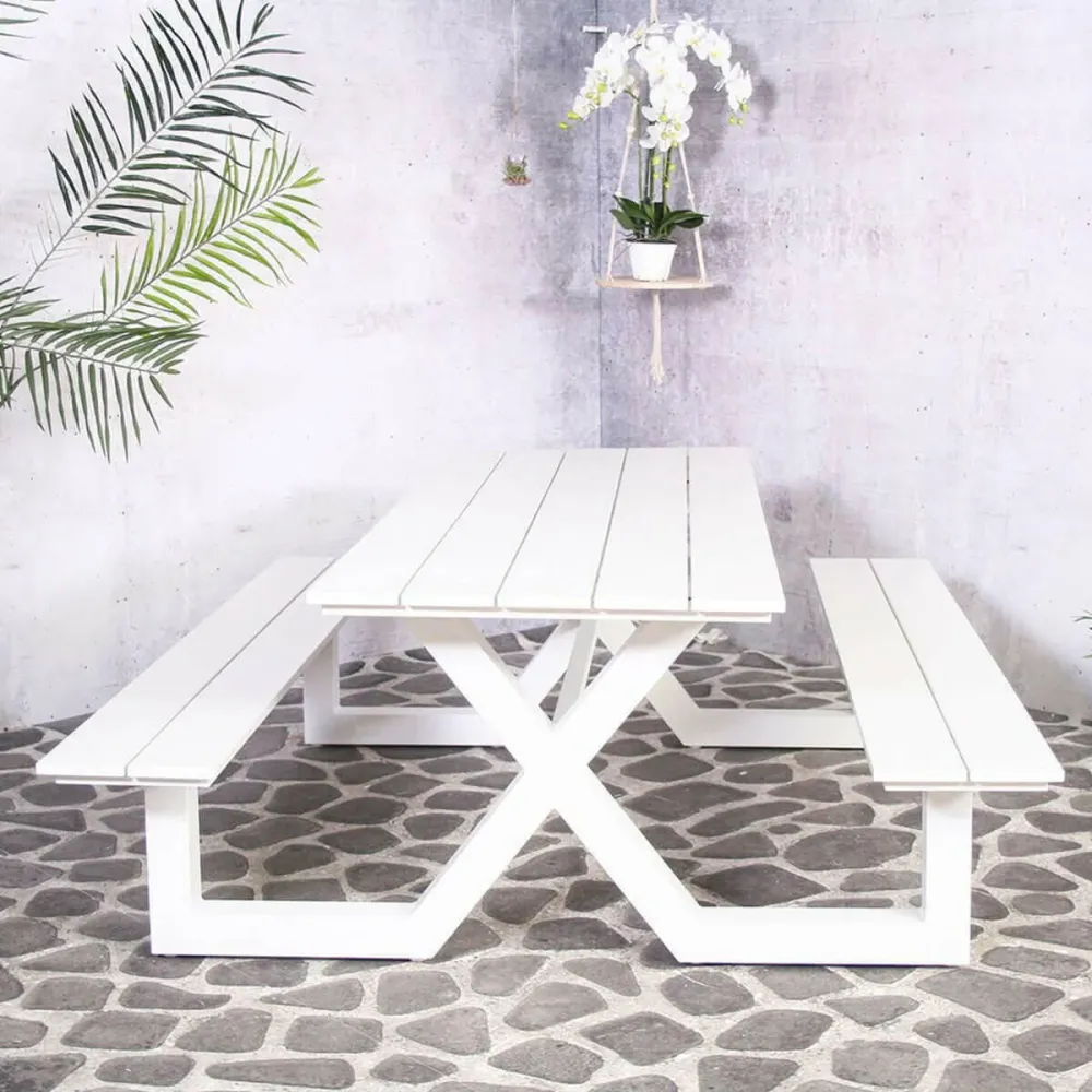 Kelvin Aluminium Picknicktafel - 210 cm Lengte met Polywood Blad