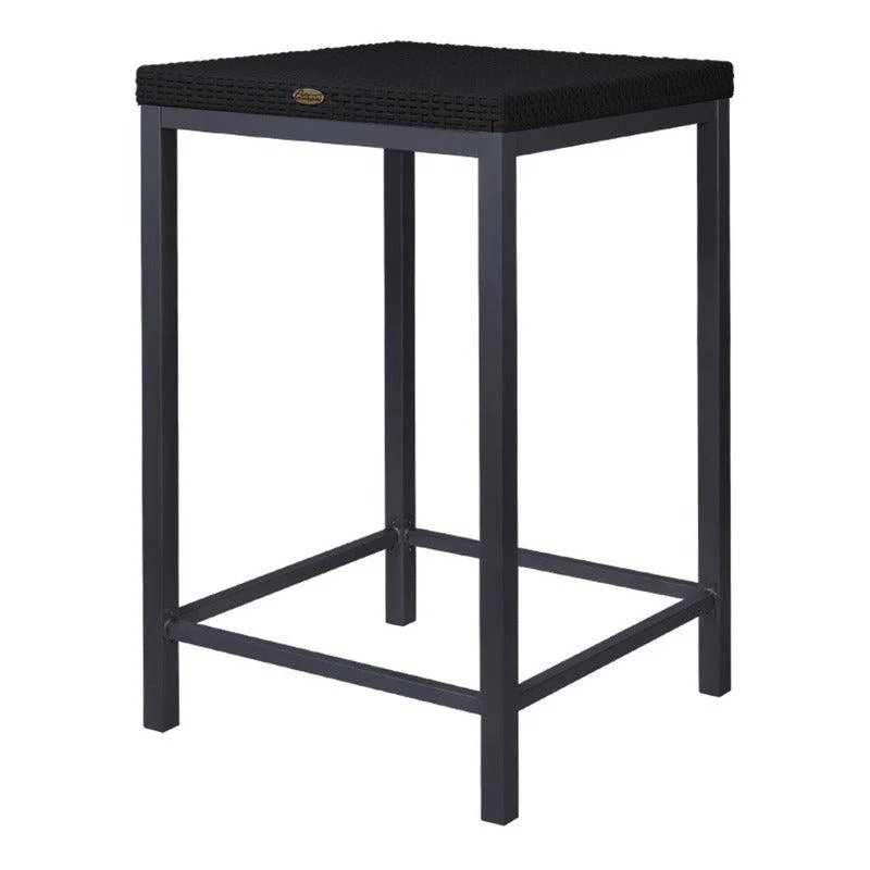 Lagoon Mesa Alta de Bar Tipo Rattan, Polipropileno con Patas de Acero, Protección UV, Apta para Exterior, Modelo Russ 7022BT