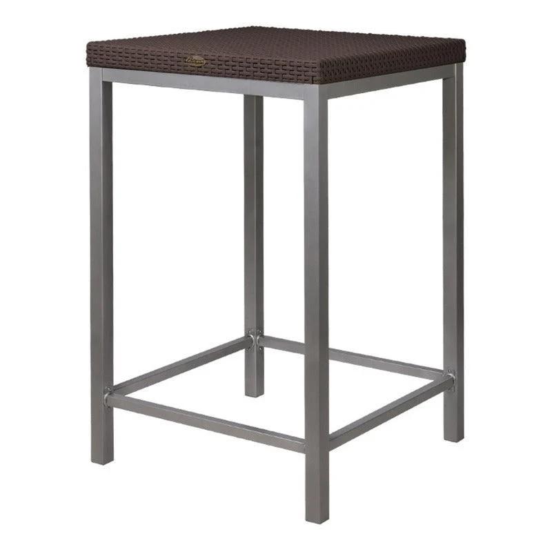 Lagoon Mesa Alta de Bar Tipo Rattan, Polipropileno con Patas de Acero, Protección UV, Apta para Exterior, Modelo Russ 7022BT