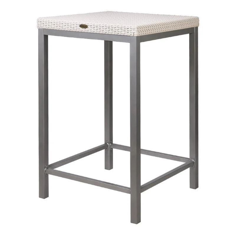Lagoon Mesa Alta de Bar Tipo Rattan, Polipropileno con Patas de Acero, Protección UV, Apta para Exterior, Modelo Russ 7022BT