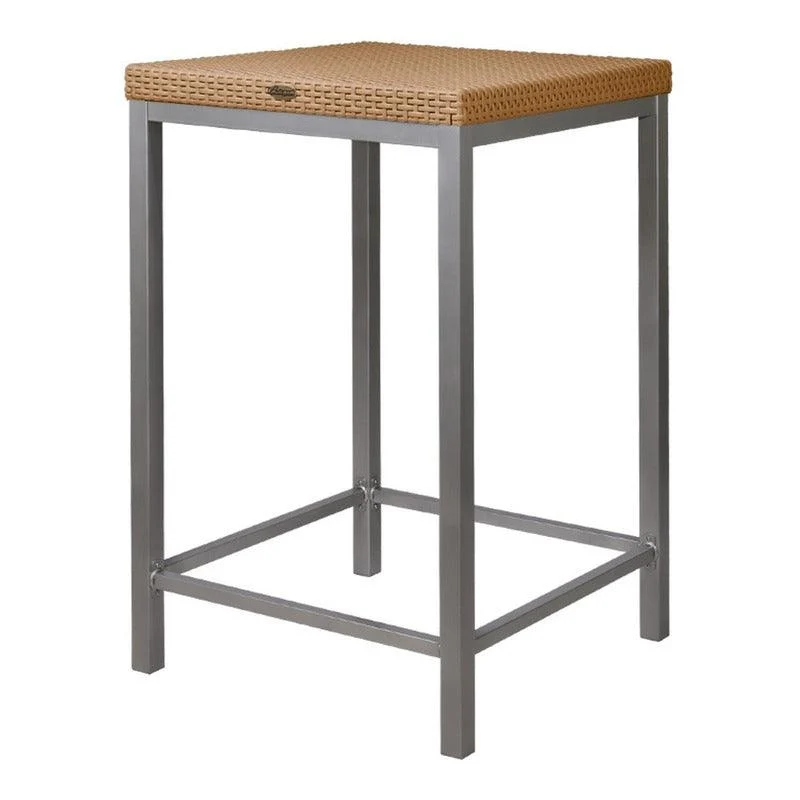 Lagoon Mesa Alta de Bar Tipo Rattan, Polipropileno con Patas de Acero, Protección UV, Apta para Exterior, Modelo Russ 7022BT