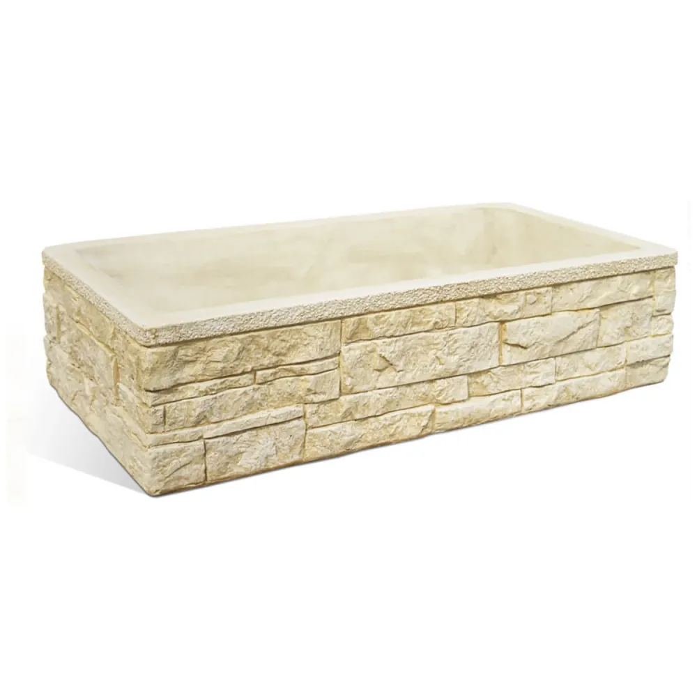 Lavello da esterno cemento nocciola effetto mattoncini cm 100x52x20h cm modello Sicily
