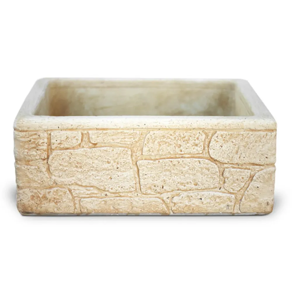Lavello da esterno cemento nocciola effetto mattoncini cm 50x40x20h cm modello Eolie