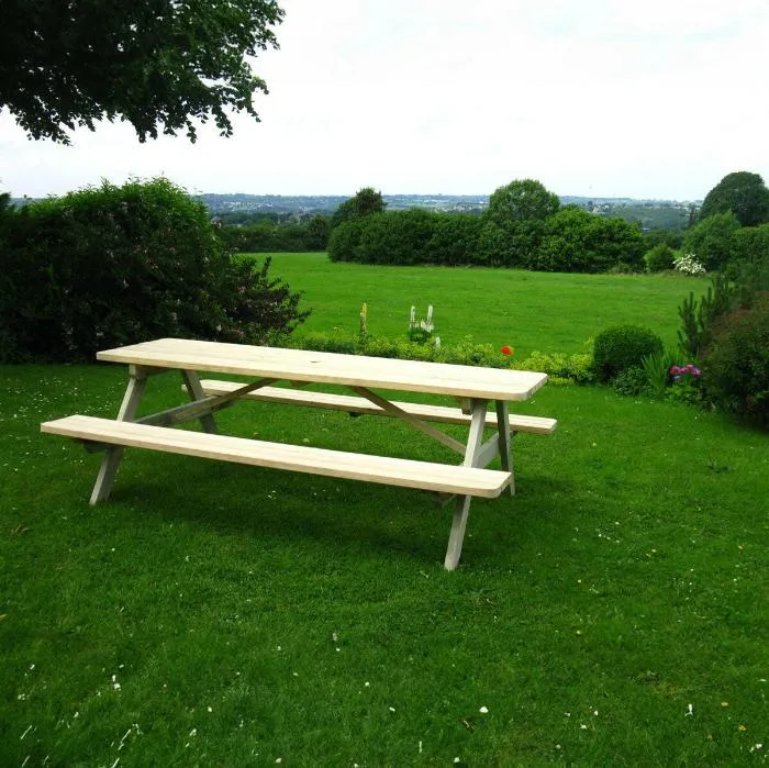 LOTE DE 6 - Picknicktafel 240 cm KING ® / 4 cm dikte