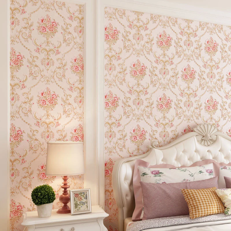 Luxe plattelandsmuurdecoratie 3D eenvoudig bloem niet-geplakt behang, 31'L x 20,5"W