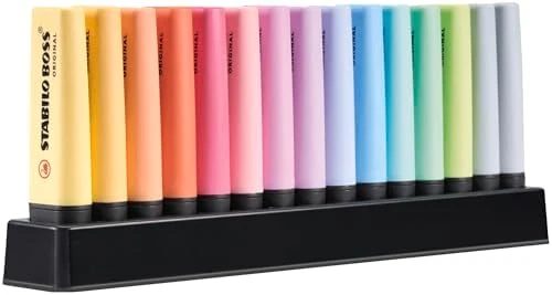 Marcador STABILO BOSS ÚNICO pastel - Set / Pack de mesa con 15 colores pastel - Stabilo