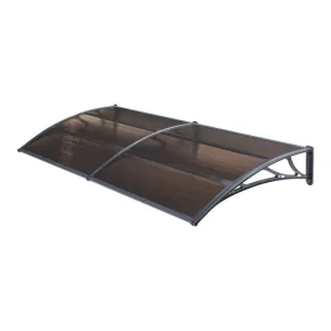 Marquesina exterior para Puertas Mellerud protección policarbonato / plástico 240 x 80 cm - Transparente y Negro