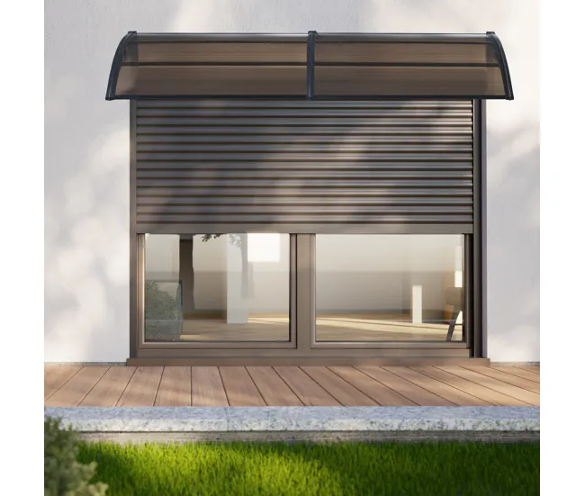 Marquesina exterior para Puertas Mellerud protección policarbonato / plástico 240 x 80 cm - Transparente y Negro