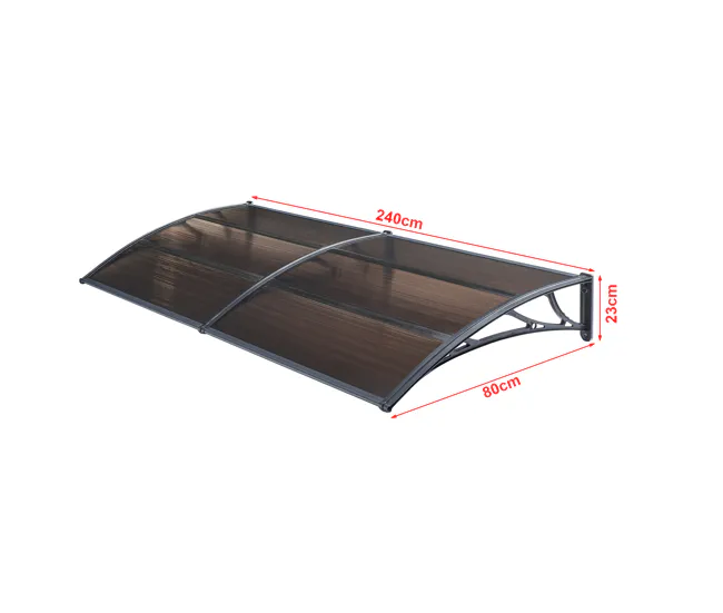 Marquesina exterior para Puertas Mellerud protección policarbonato / plástico 240 x 80 cm - Transparente y Negro