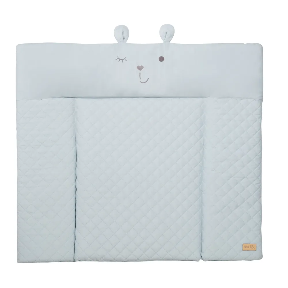 Matelas à langer 'roba Style' - 85 x 75 cm - Visage d'ours 'Benny' - Facile à nettoyer - Bleu clair