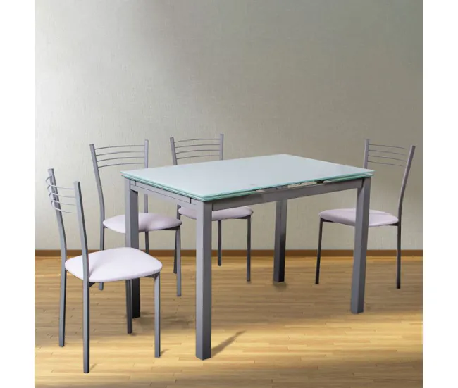Mesa de cocina extensible Chef Gris - Blanco 170 x 75 x cm