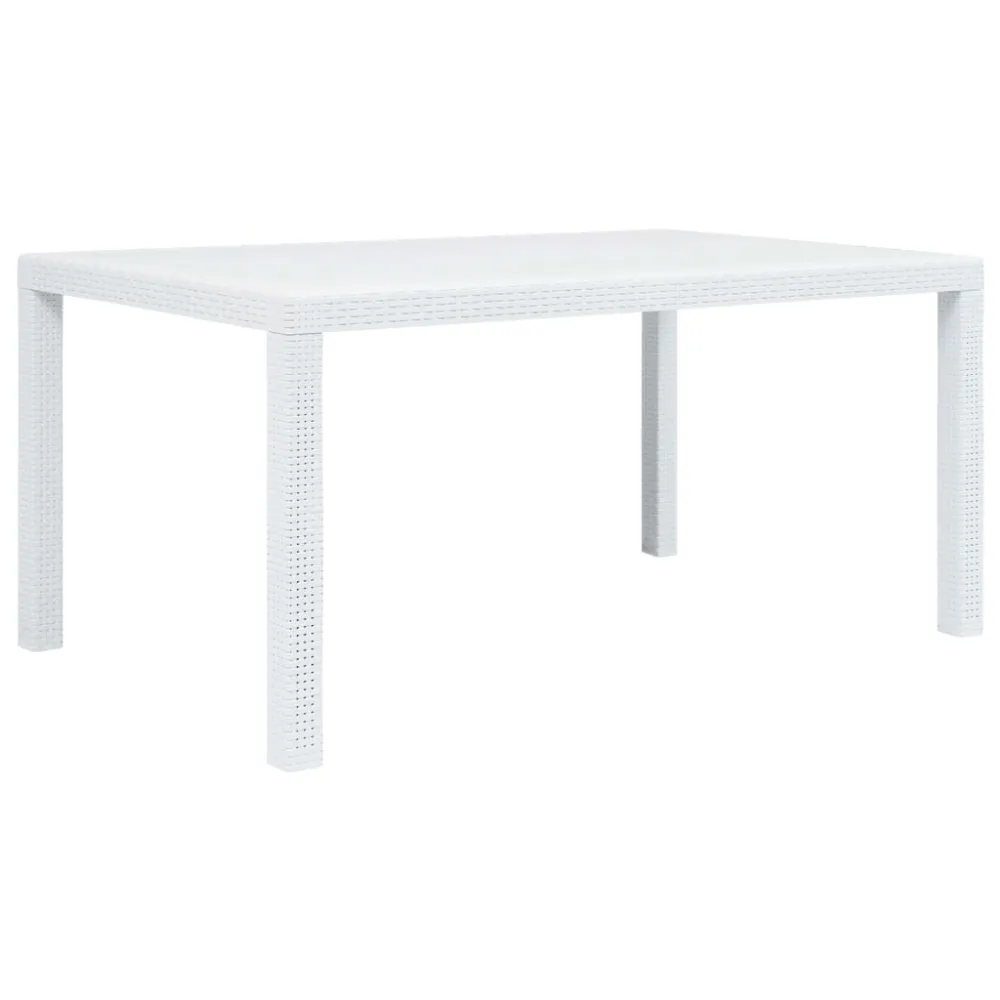 Mesa de jardín plástico aspecto de ratán blanco 150x90x72 cm es3433