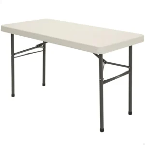 Mesa patas plegables rectangular crema LIFETIME 122 x 61 x 74 cm