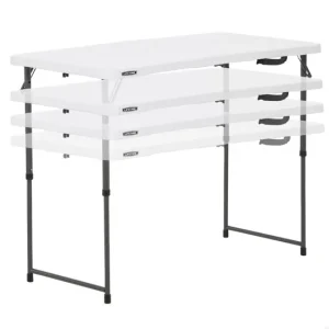 Mesa plegable ajustable en altura blanco LIFETIME 122 x 61 x 56-91 cm