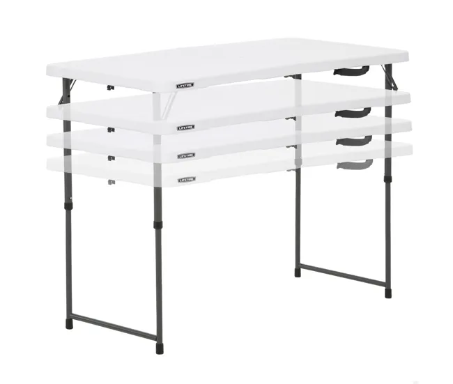 Mesa plegable ajustable en altura blanco LIFETIME 122 x 61 x 56-91 cm