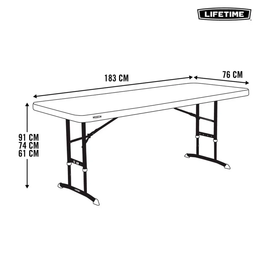 Mesa plegable Lifetime 3 alturas blanco 61-74-91x183x76 cm