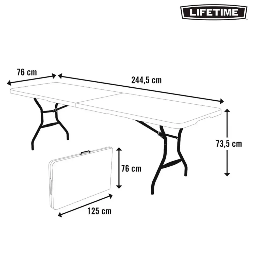 Mesa plegable Lifetime 8 personas blanco 73,5x244,5x76 cm