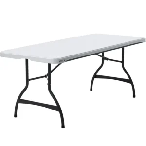 Mesa rectangular patas plegables blanco efecto granito LIFETIME 182 x 76 x 73,5 cm