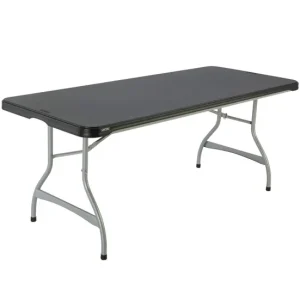 Mesa rectangular patas plegables negro LIFETIME 182 x 76 x 73,5 cm