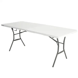 Mesa rectangular plegable blanco efecto granito LIFETIME 184 x 76 x 73,5 cm