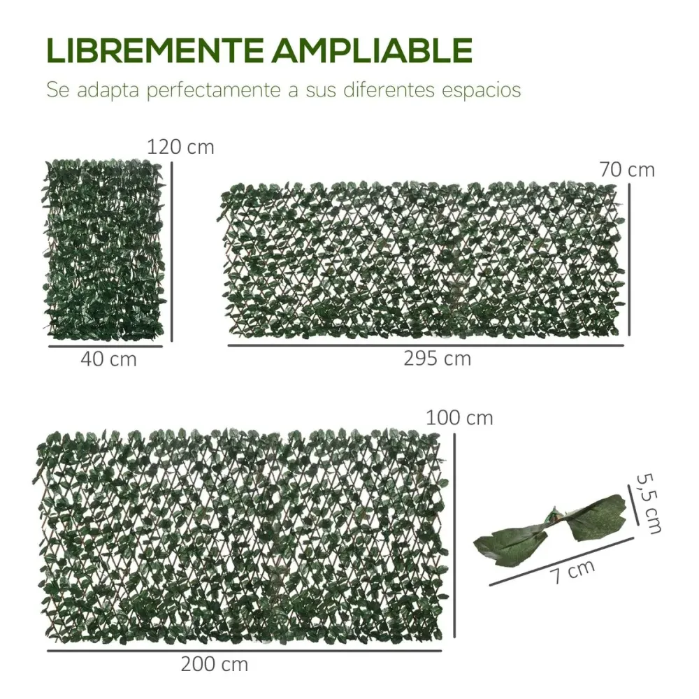 Pack de 2 celosías Poland Homcom extensible verde 70x95 cm