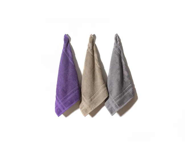 Pack 3 Paños cocina Rizo Algodón 100% 50x50cm (Beige-Gris-Lila) Donegal Collections