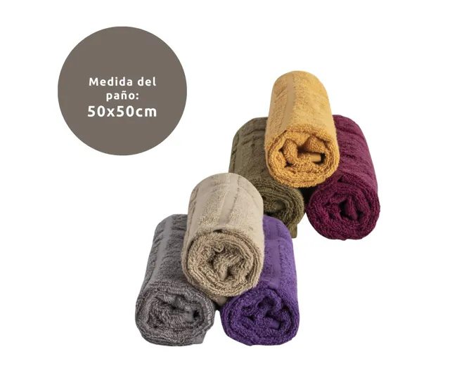 Pack 3 Paños cocina Rizo Algodón 100% 50x50cm (Beige-Gris-Lila) Donegal Collections