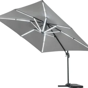 Parsol de jardin LED alu sun 4 luxe - rectangular - 3 x 4 m - gris - last