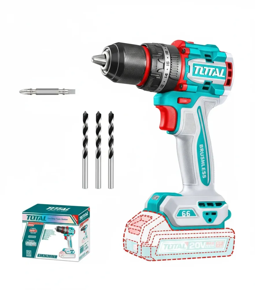 Perceuse à Percussion Sans Fil 20V TOTAL TIDLI206681 SOLO - Moteur Brushless Compacto 66Nm - Batterie Vendue Séparément