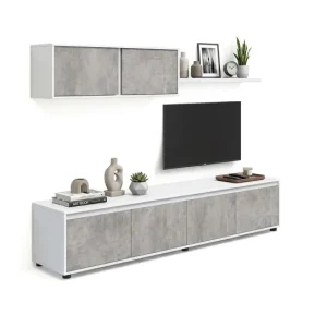 Salón Arlet Blanco Artik (Blanco Mate) - Gris Cemento 200 x 43 x 41 cm