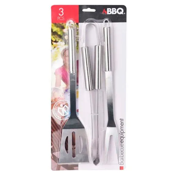 Set 3 accesorios para barbacoa acero inox.