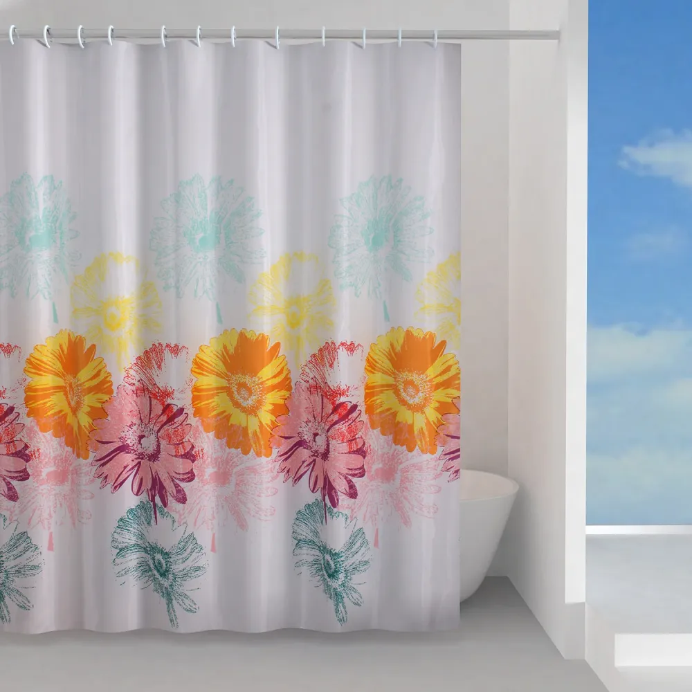 Tenda doccia tessuto 240x200 cm modello Frenesia di Gedy - Rosa/Giallo/Turchese
