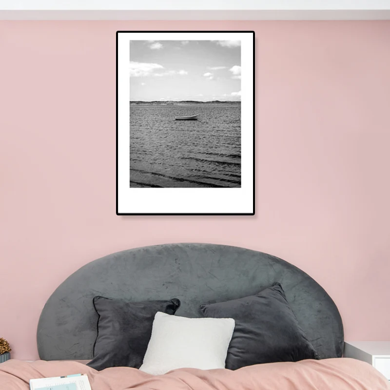 Toile murale tropicale grise, paysage photographique imprimé, décoration murale pour salle à manger
