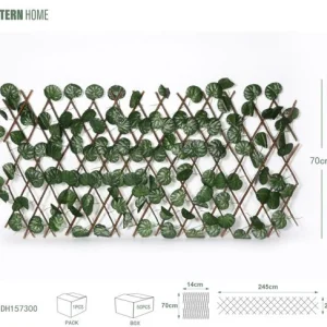 Valla de begonia de hojas grandes de 70 cm de madera + poliéster de seda verde denso y en capas, grano claro, natural y au...
