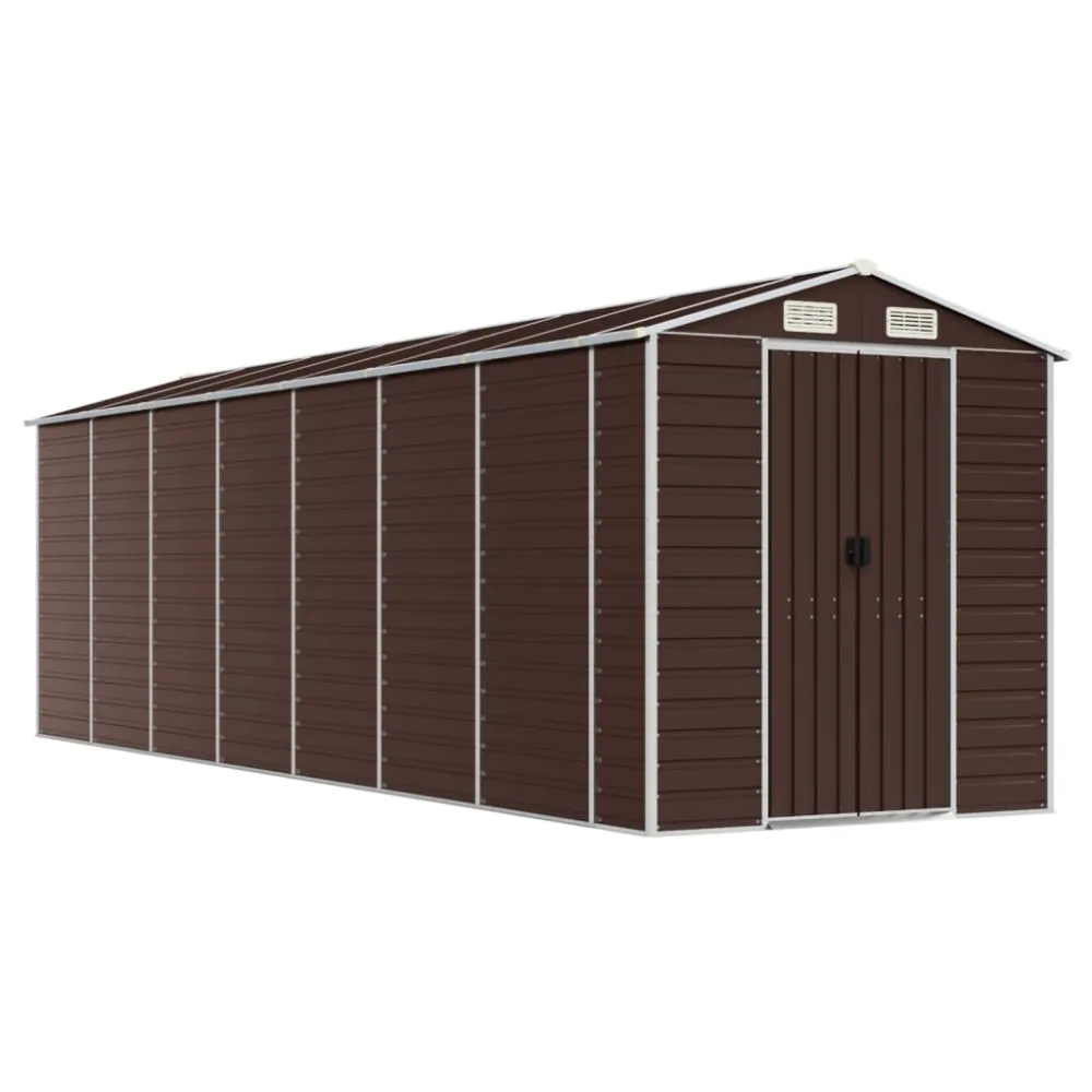 vidaXL cobertizo de jardín acero galvanizado marrón 191x640x198 cm