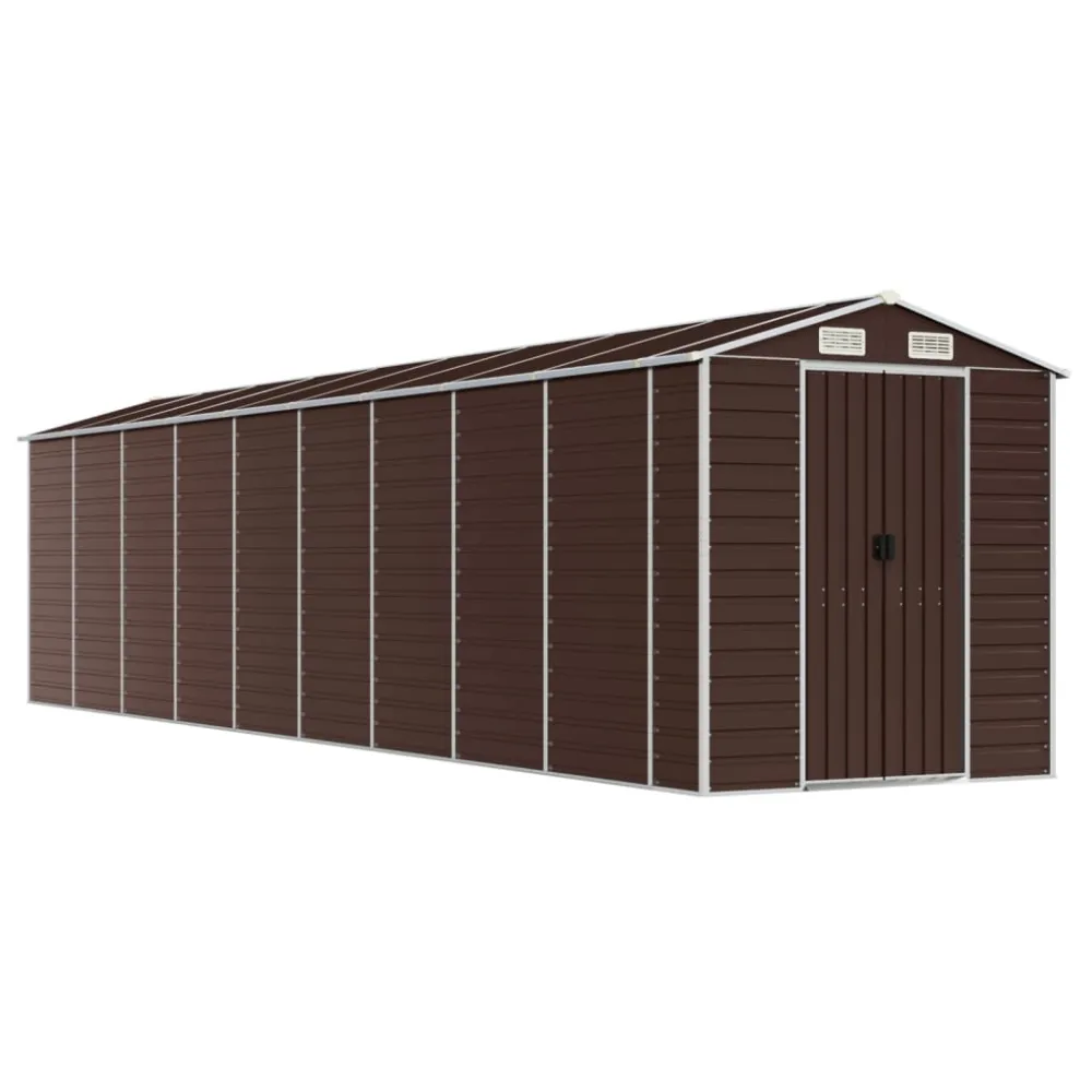 vidaXL cobertizo de jardín acero galvanizado marrón 191x810x198 cm