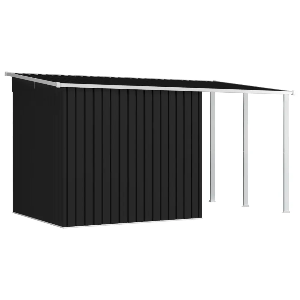 vidaXL cobertizo jardín con tejado extendido acero gris 346x193x181 cm