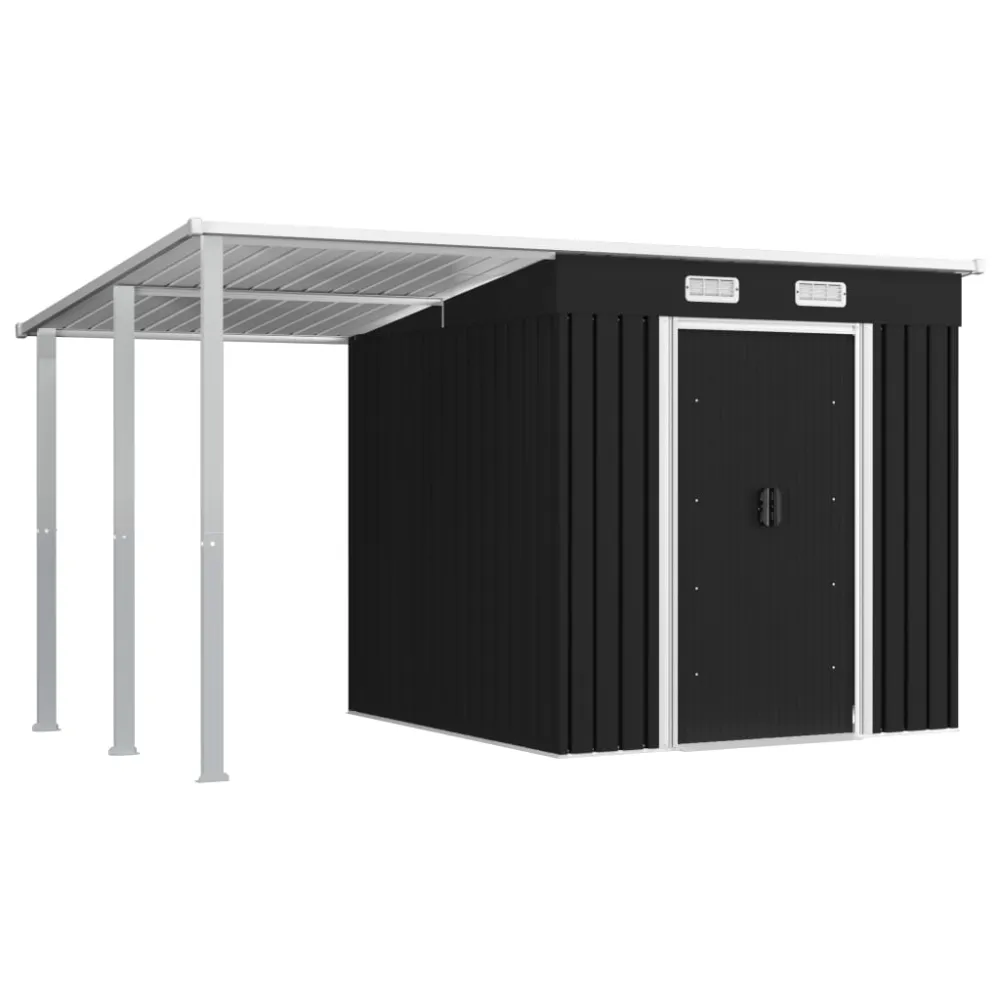 vidaXL cobertizo jardín con tejado extendido acero gris 346x193x181 cm